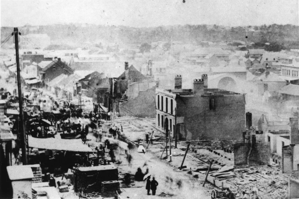 Great fire in Queen Street, Brisbane 1864
Fire broke out on Queen Street between George Street and Albert Street on the east side. (Description supplied with photograph.).
