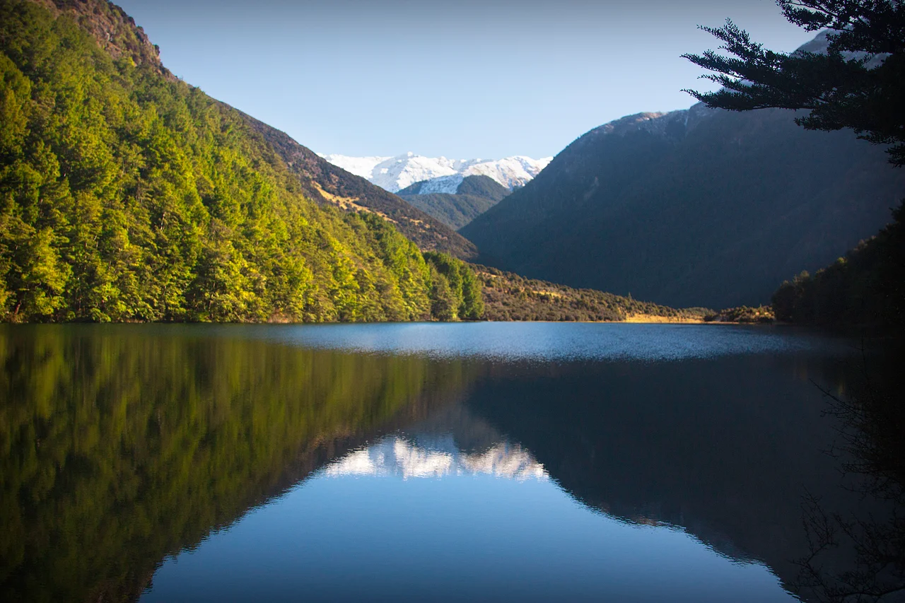 Lake Rere during winter on the Greenstone Track, Otago, New Zealand