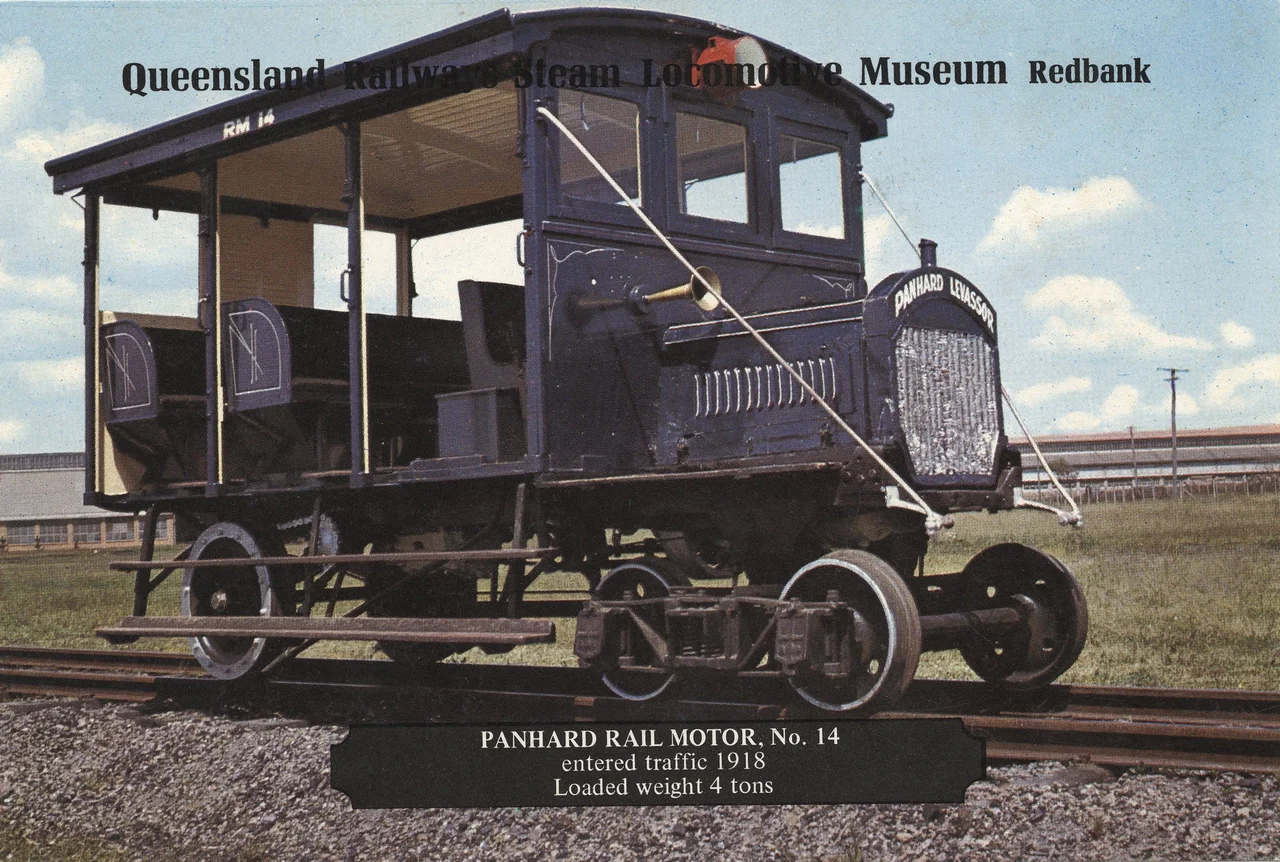 Panhard Levassor rail motor no. 14, used on the Normanton to Croydon railway line