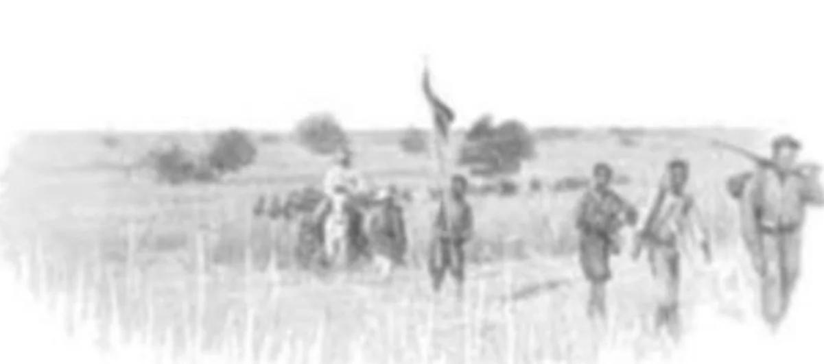 German Schutztruppe Colonial forces advance across the Adamawa Steppe during the Adamawa Wars