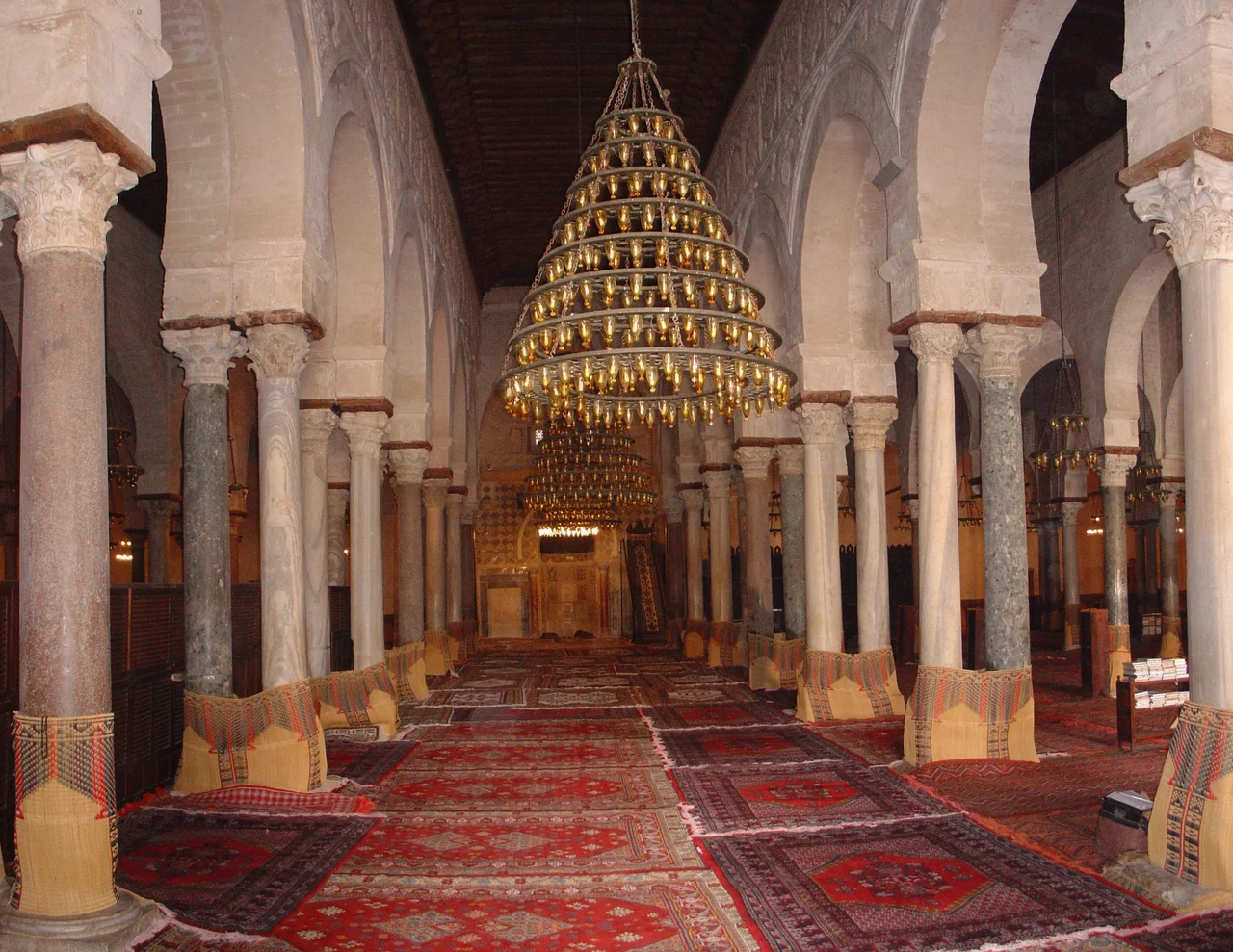 Stitched panorama of the Great Mosque of Kairouan prayer hall