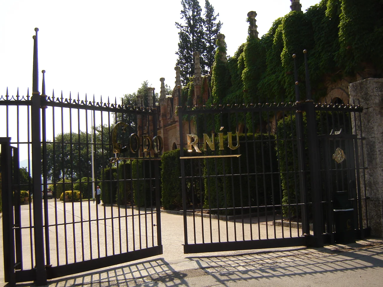 Entrance gate of the domains of Codorníu. Sant Sadurní d'Anoia, comarca Alt Penedès, province of Barcelona, Catalonia, Spain.