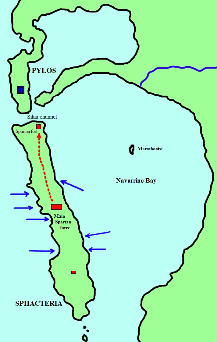 map of the battle of Sphacteria, 425 bc