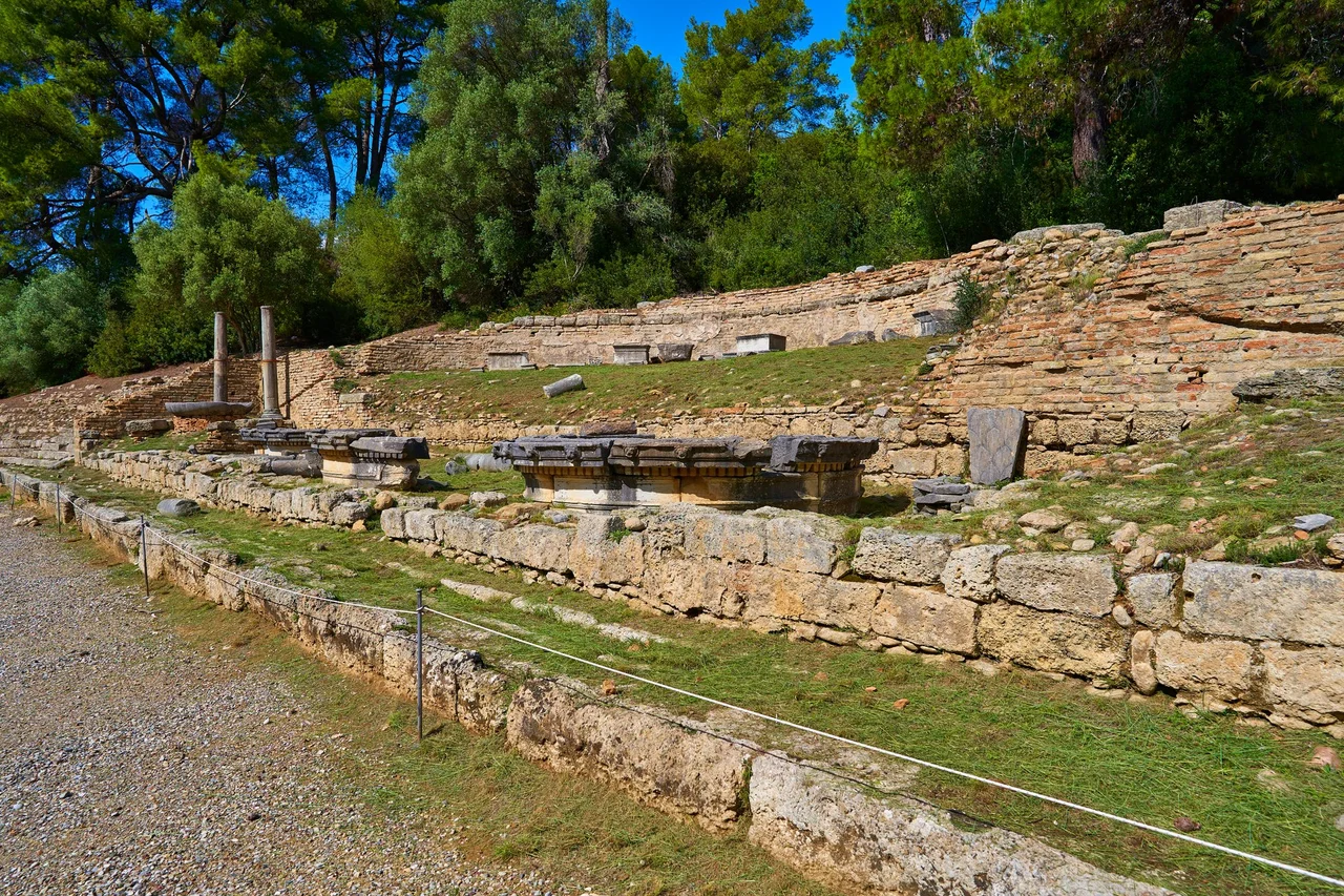 Remains of a Nymphaeum in Olympia donated by Herodes Atticus and his wife Regilla.