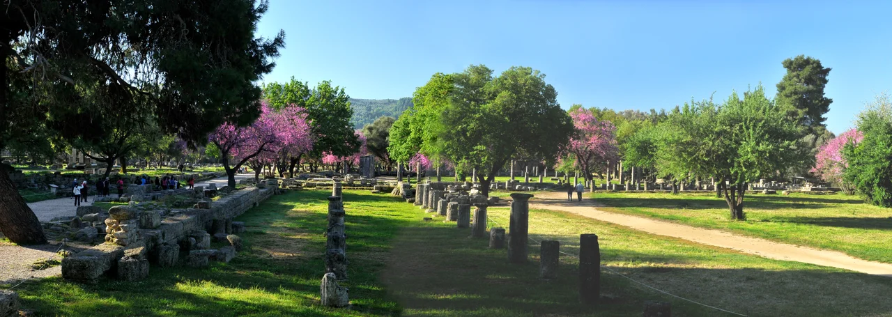 Panoramic of the Palaestra. Olympia, Elis, Greece