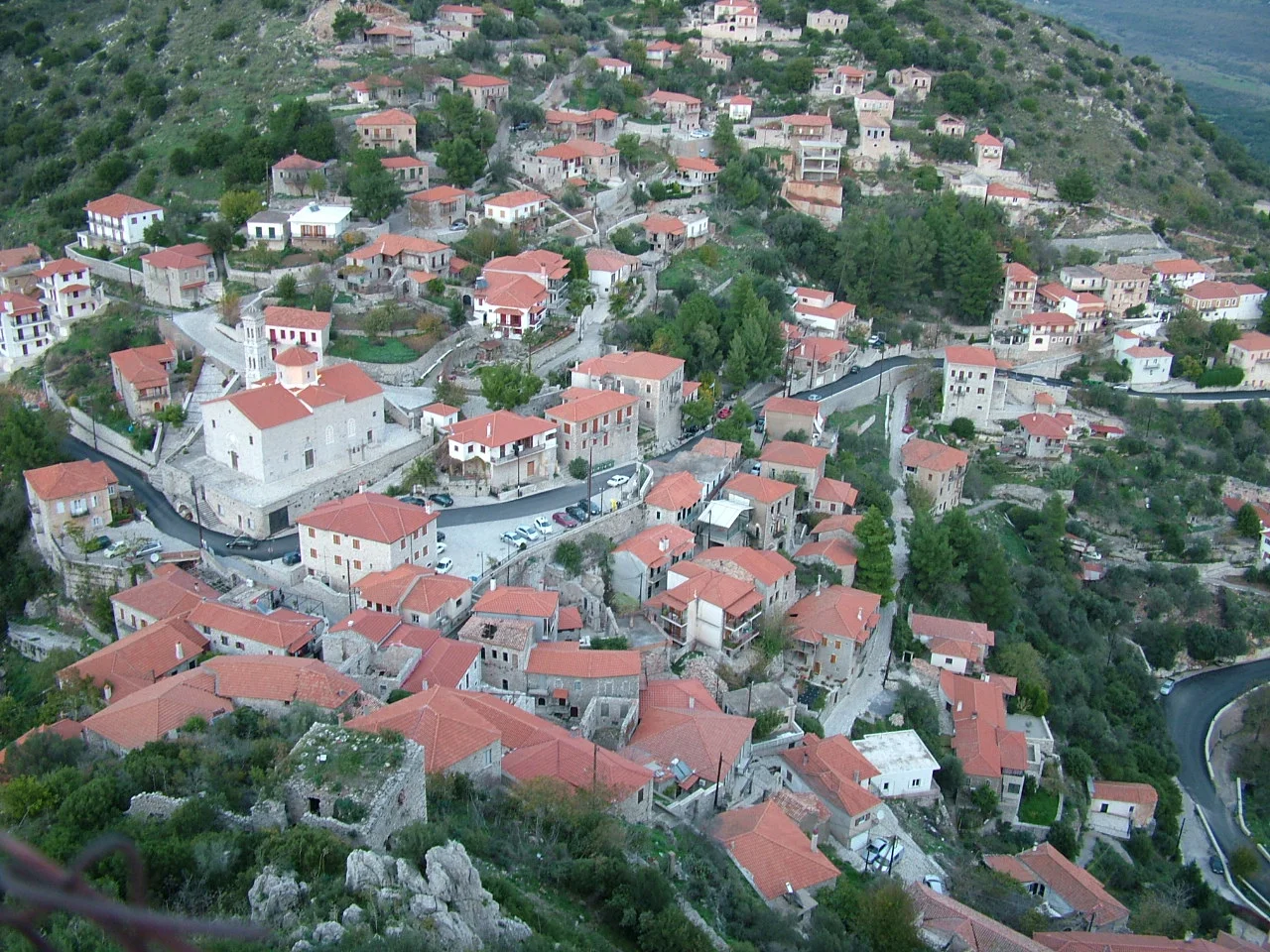 View of Karytaina, Greece, from the castle