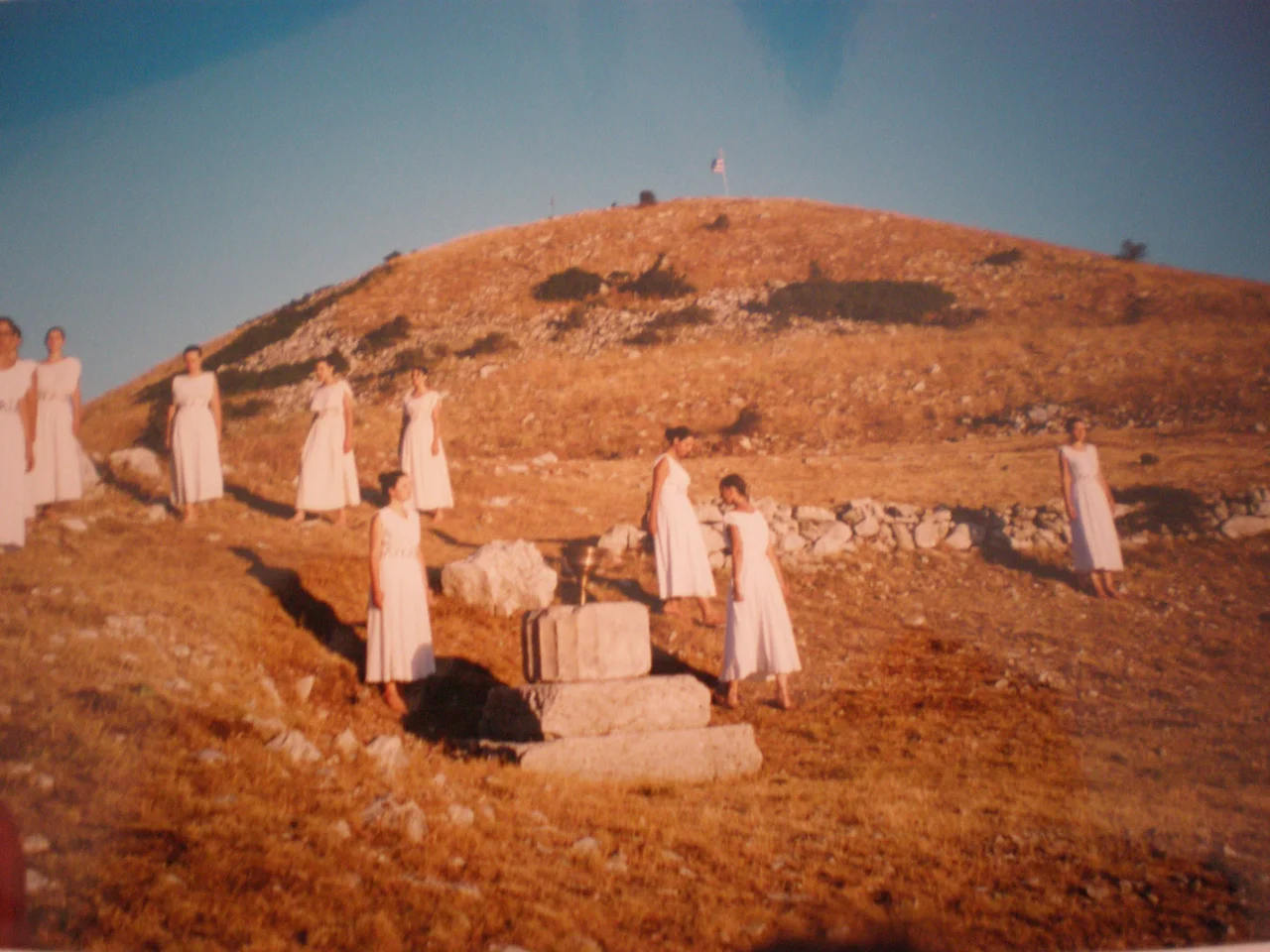 The lighting of the flame at Lykaia in August 2005.