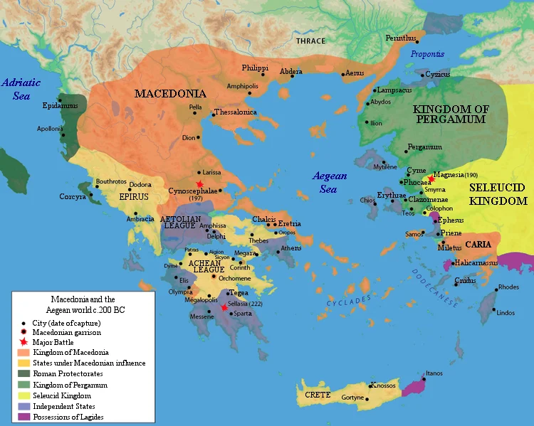 Macedonia and the Aegean world c.200 B.C. This image is made by Raymond Palmer.