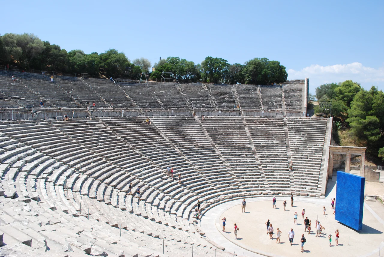 The great theater of Epidaurus, designed by Polykleitos the Younger in the 4th century BC, Sanctuary of Asklepeios at Epidaurus, Greece