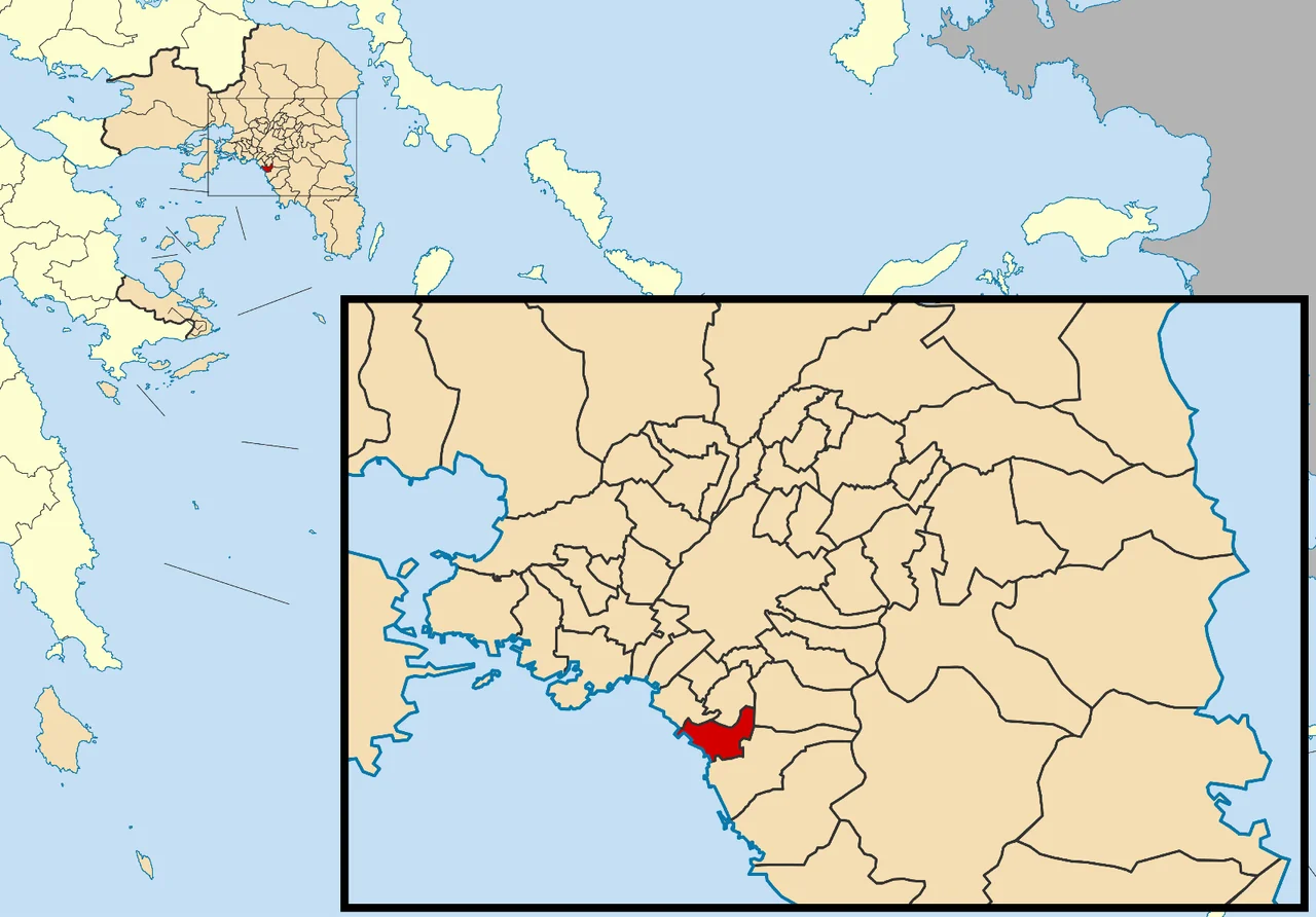 Locator map for Alimos municipality in Greek region Attica (2011)
