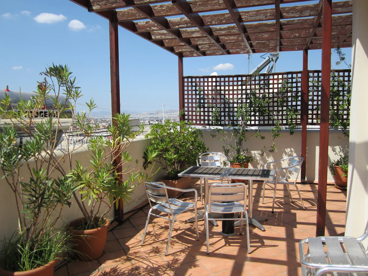 Koroneos building of the Finnish Institute at Athens. Roof terrace.