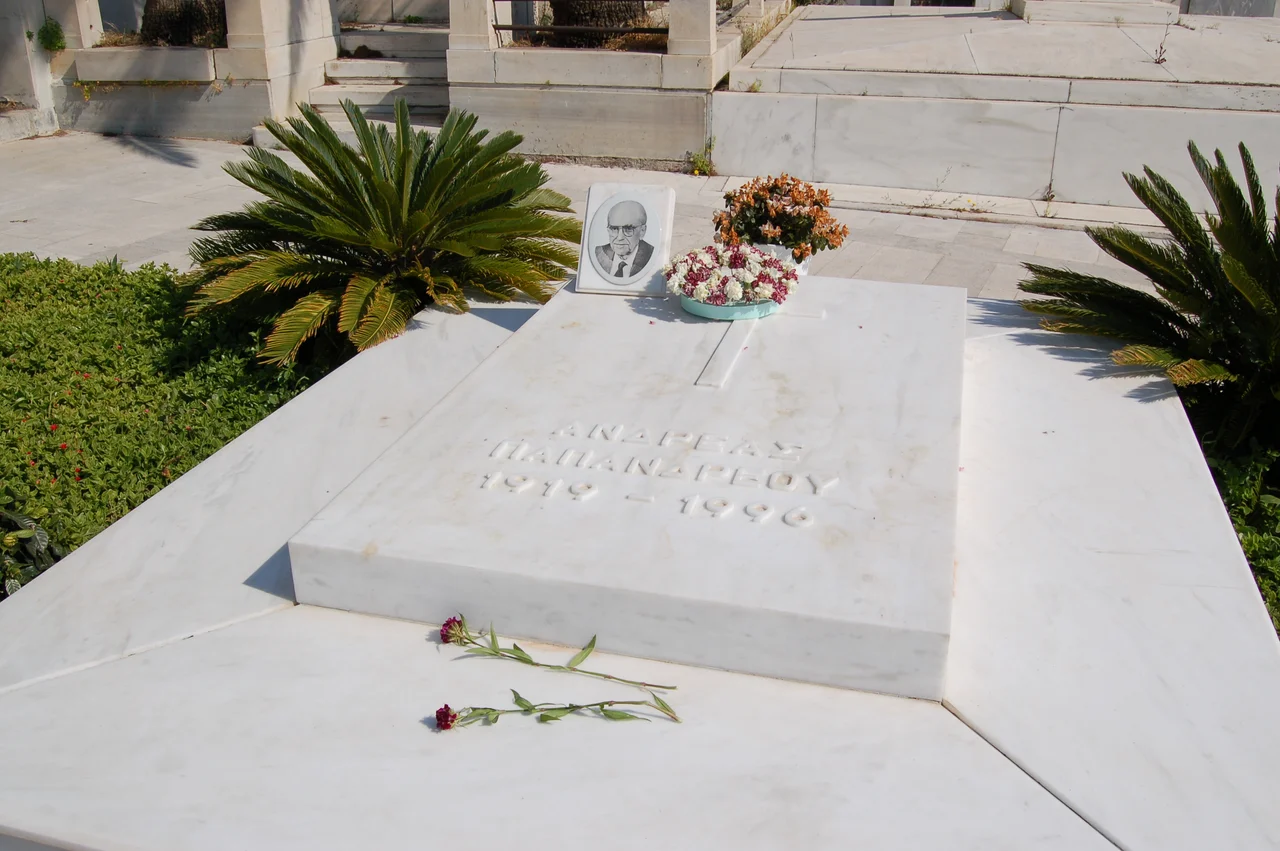 The grave of Andreas Papandreou in the First Cemetery of Athens.