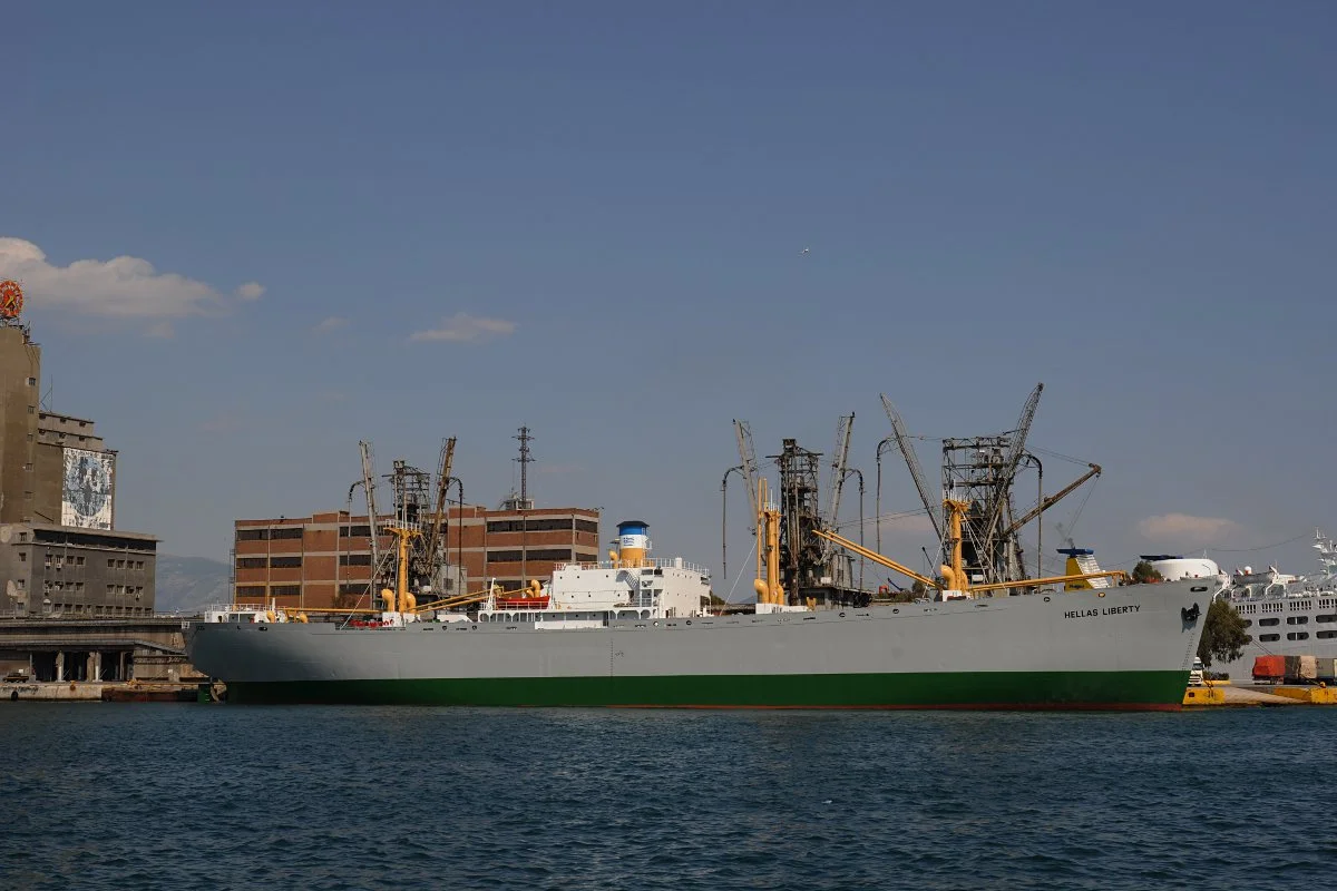 SS Hellas Liberty,IMO: 5025706, ex SS Arthur M. Huddell, one of the last surviving Liberty cargo ships, in Piraeus Harbour, after restoration in Perama shipyards.