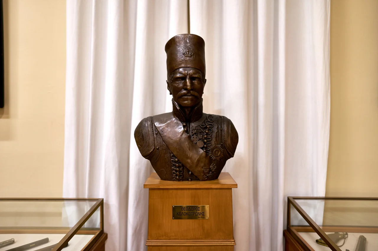 The equestrian statue of Theodoros Kolokotronis at Kolokotronis park, Nafplion. Work of Lazaros Sochos (1862-1911), it was revealed in 1901. A similar statue exists in front of the Old Parliament, in Athens.