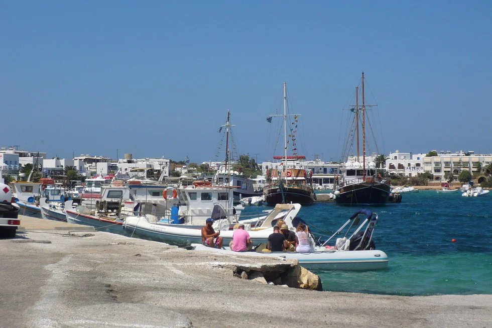 The seefront of Antiparos island in Greece.