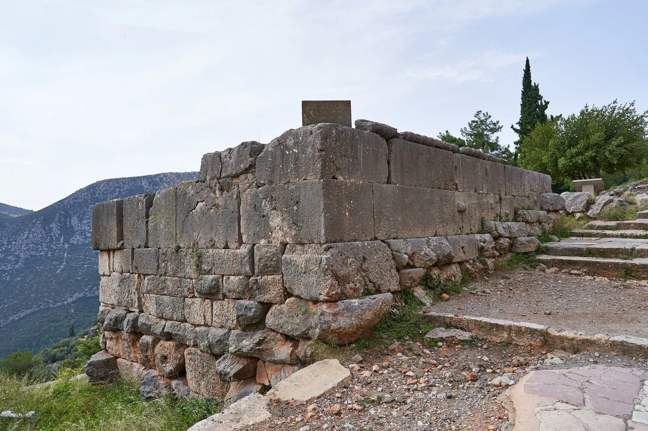Sideview of the Siphnian Treasury at the Sanctuary of Apollo (Delphi) on October 4, 2020
