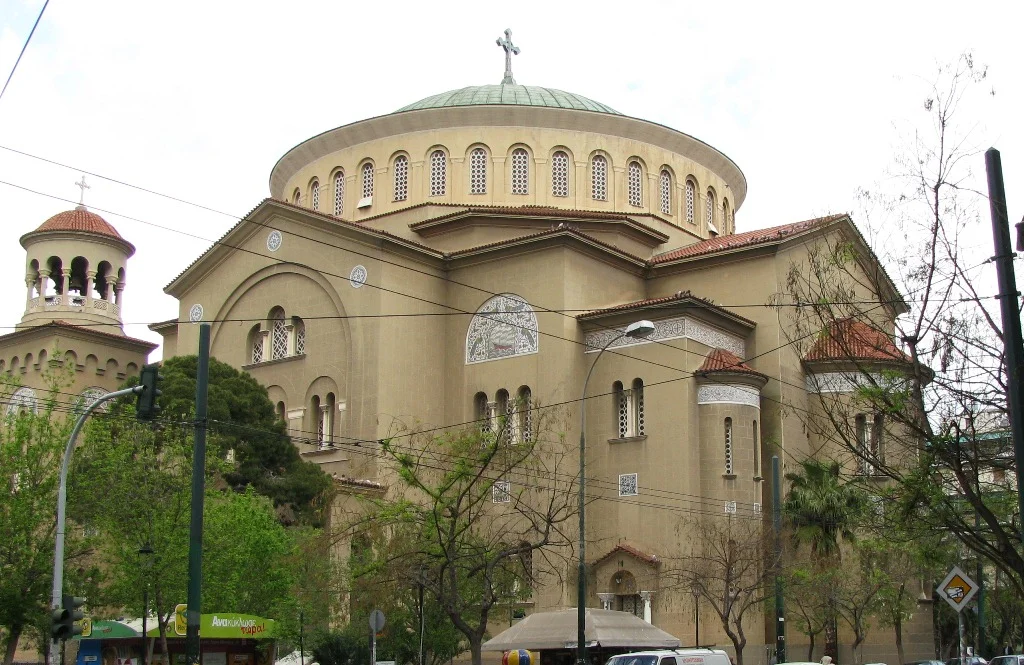 Saint Panteleimon church as seen from Acharnon avenue.