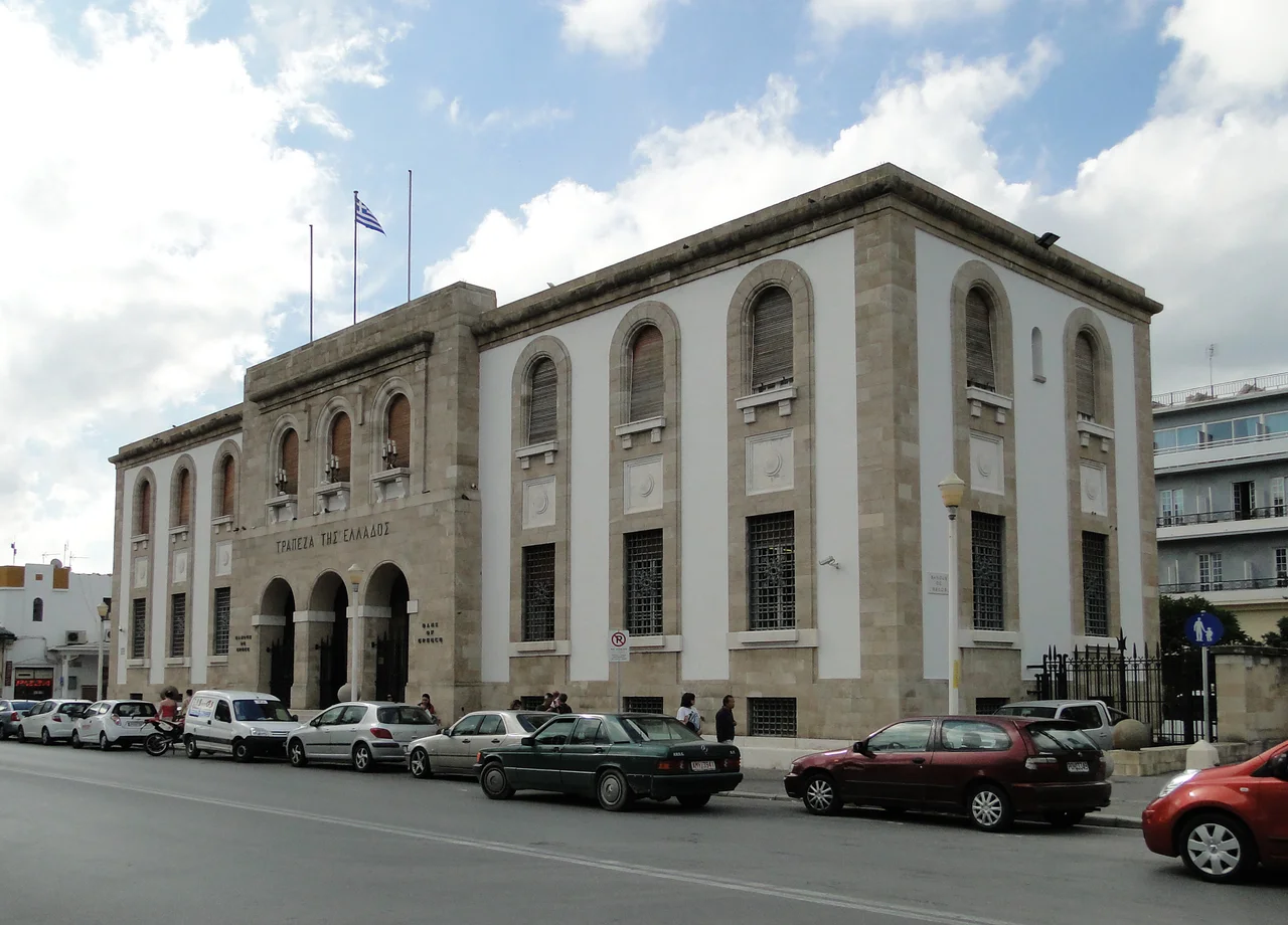 Bank of Greece building in City of Rhodes, Greece