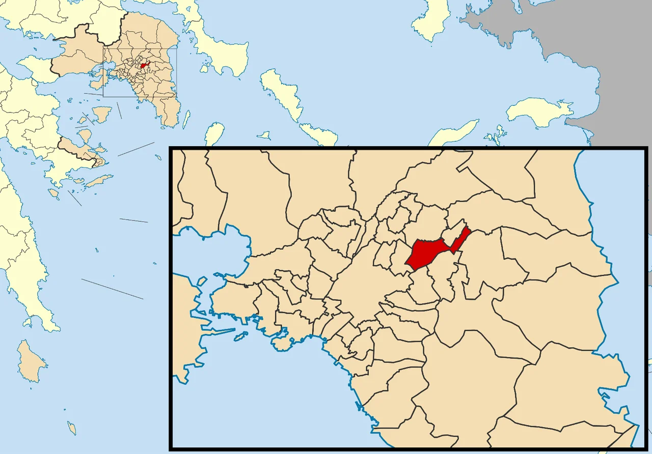 Locator map for Chalandri municipality in Greek region Attica (2011)