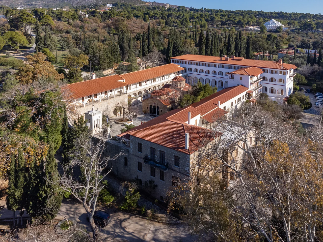 Airview of Penteli monastery, Attica.