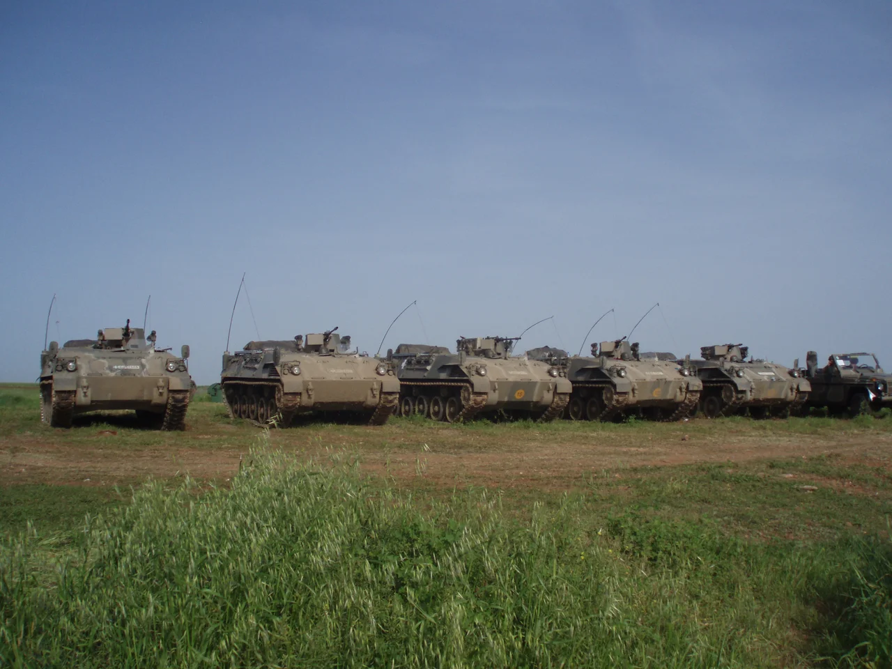 Armored Personnel Carriers (ELBO Leonidas-2) and a Mercedes-Benz 240GD vehicle of the Hellenic Force in Cyprus.