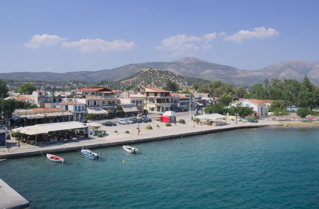 The harbour of modern day Eretria, as seen from ferry boat (2015)