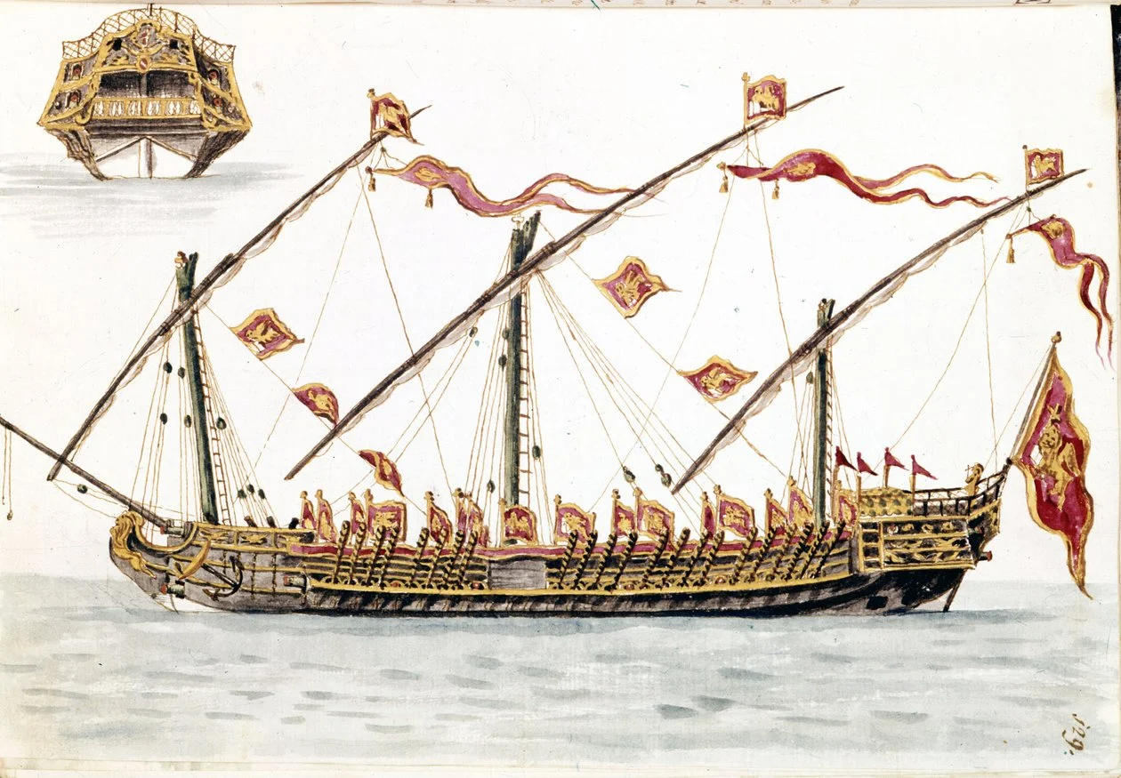 Venetian galeass beflagged