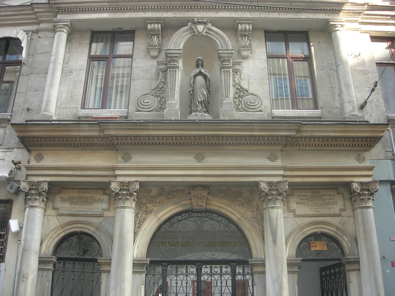 The Entrance of the Church of Santa Maria Draperis on Istiklal Caddesi in Istanbul