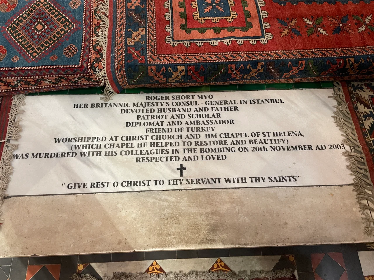Memorial to Roger Short in Christ Church Istanbul.