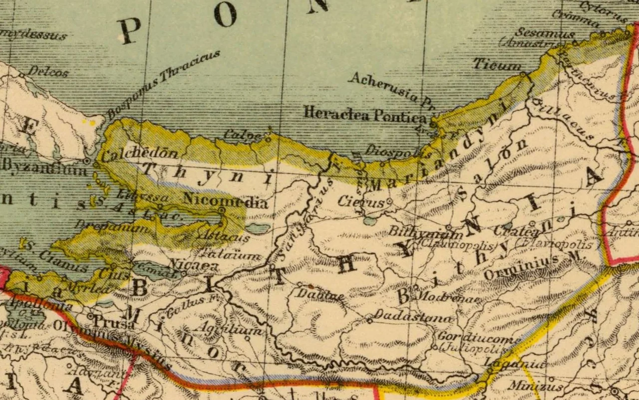 Bithynia um Jahr 189. Asia citerior. Auctore Henrico Kiepert Berolinensi. Geographische Verlagshandlung Dietrich Reimer (Ernst Vohsen) Berlin, Wilhemlstr. 29. (1903)