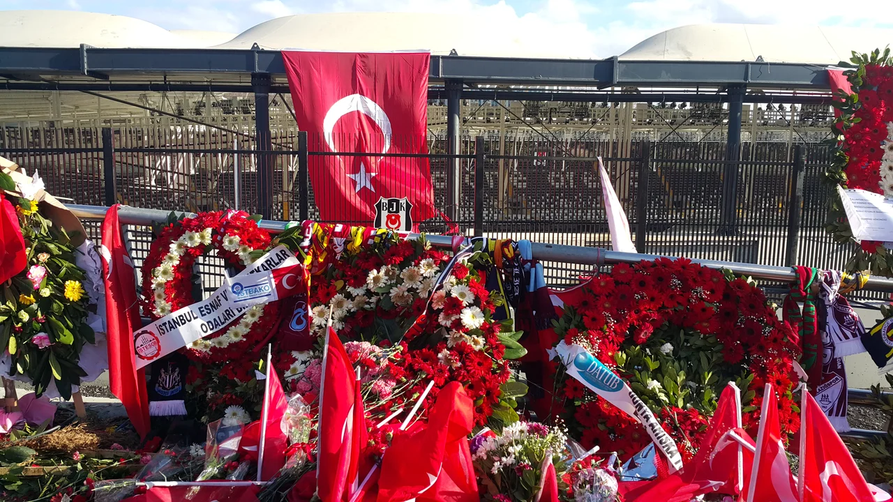 Memorial point after December 2016 Istanbul bombings, Beşiktaş, Turkey.