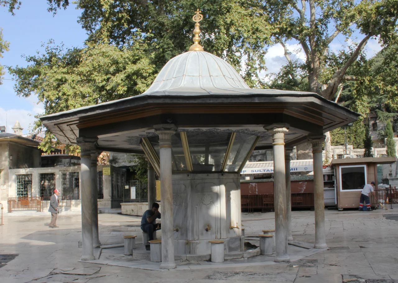 Place for leg washing in entrance into Eyüp Sultan Mosque in Istanbul , Turkey