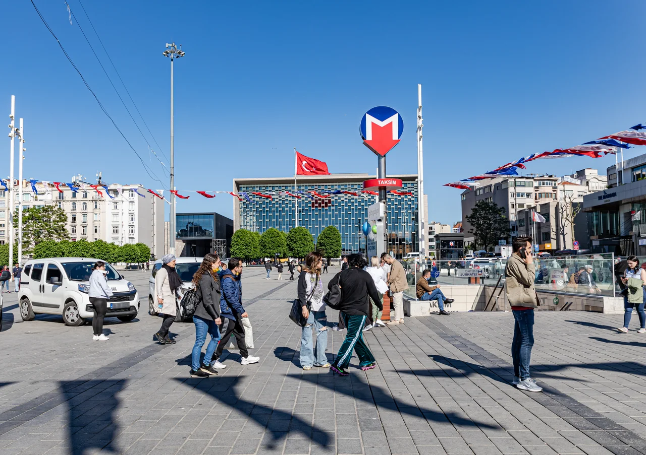 Taksim square, situated in the European part of Istanbul.