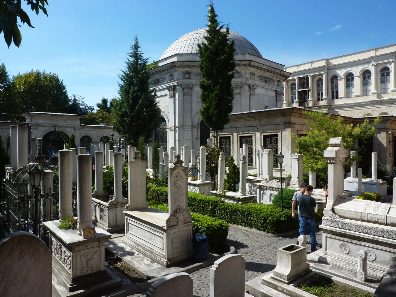 The mausoleum itself is in the background.
