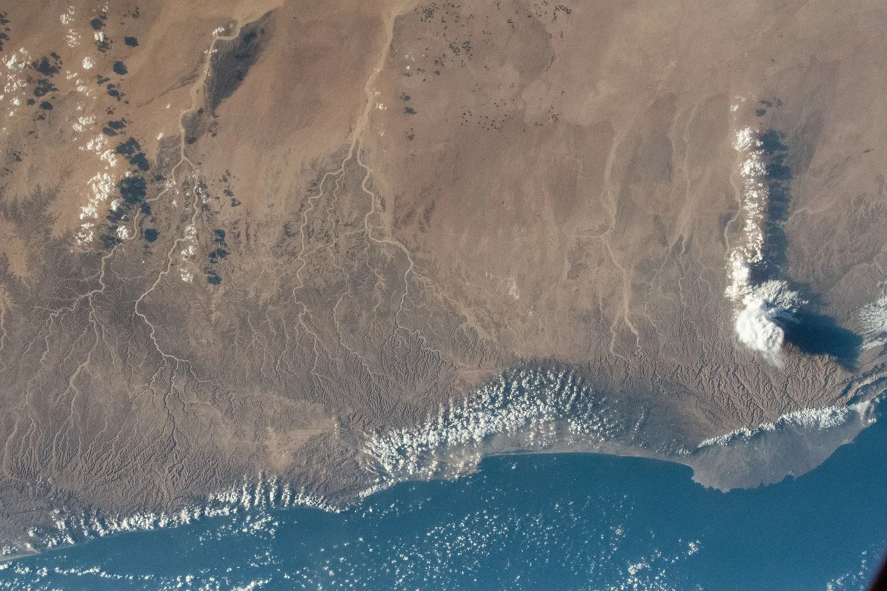 The Dhofar Mountains near Salalah in Oman, after monsoon rains.