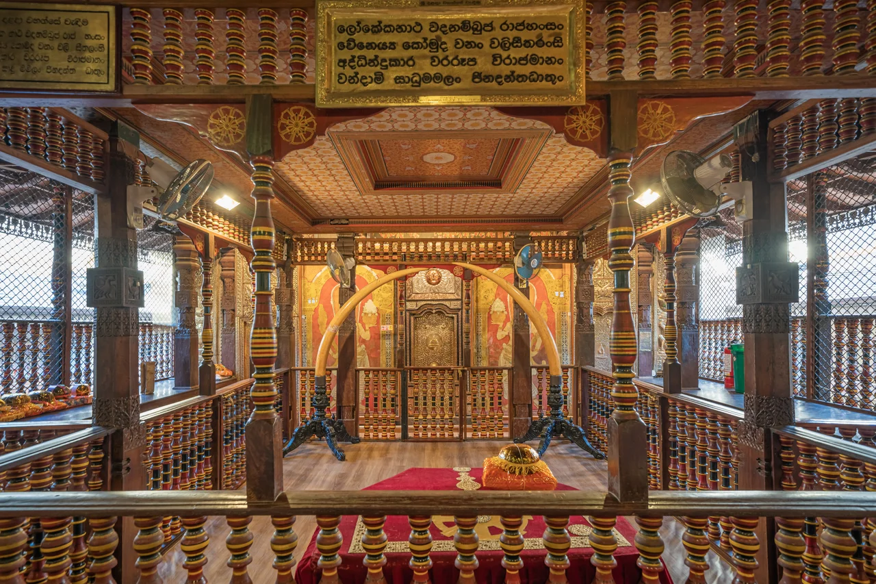 The Temple of the Tooth in Kandy. This temple is one of the most holy sites in Sri Lanka reputed to contain an actual tooth of the Buddha on his 2nd visit to the Island over 2000 years ago.