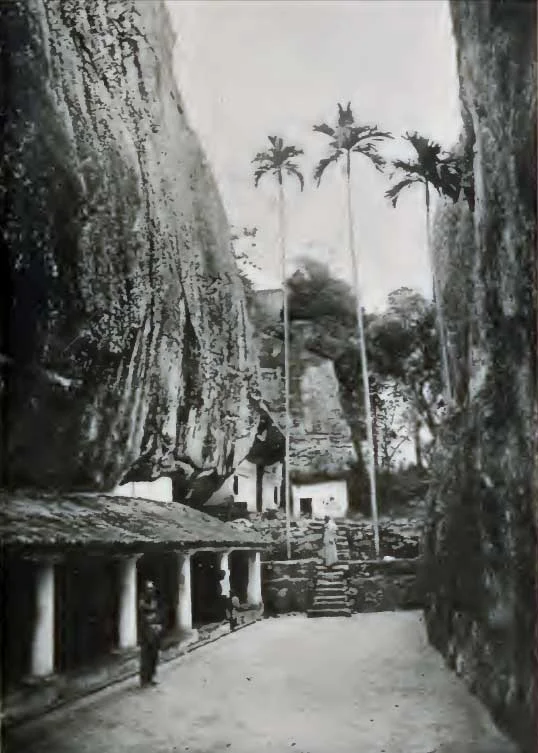 Aluvihare Rock Temple as in 1896 from The ruined cities of Ceylon by Henry W. Cave