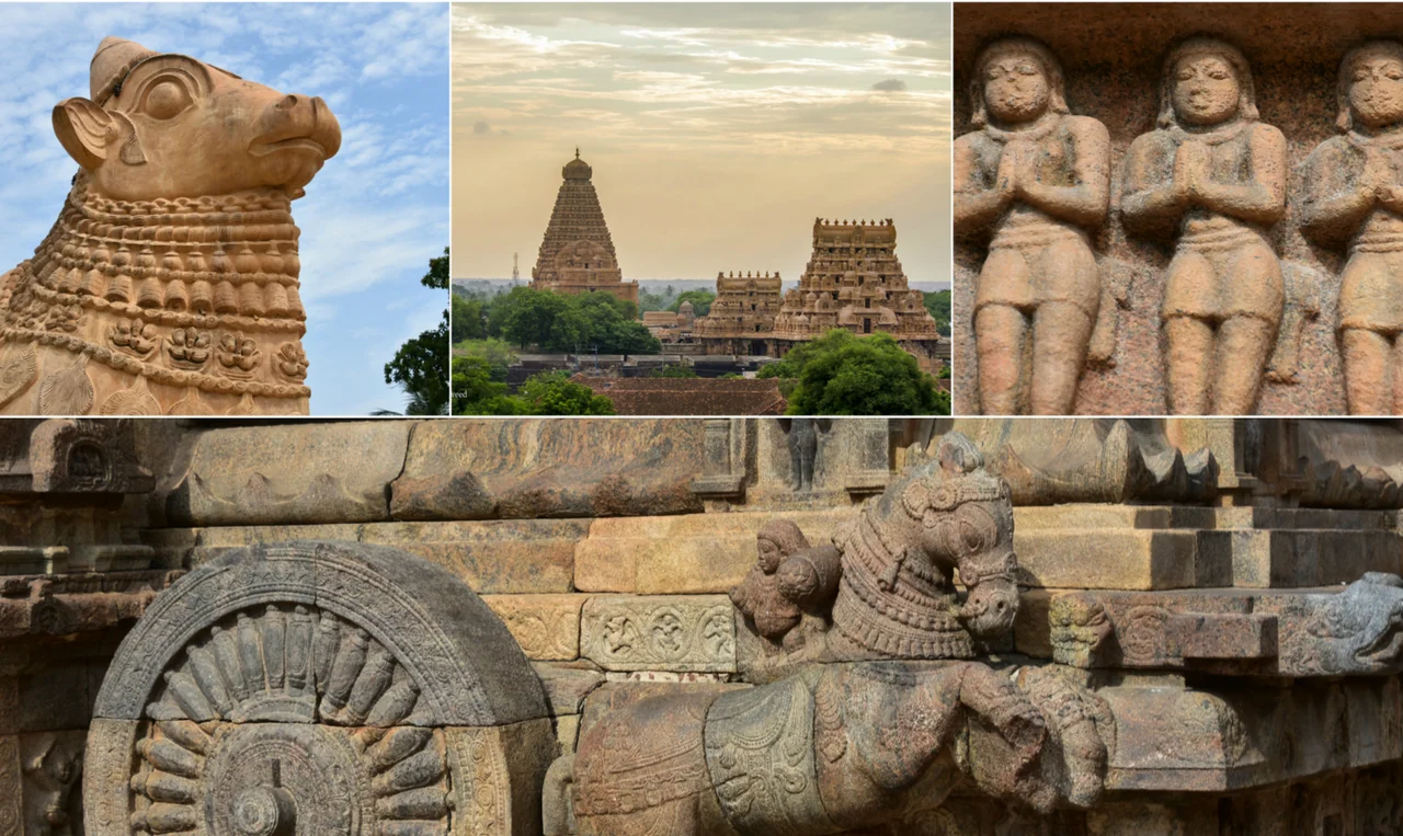 A derivative work on the following wikimedia files:
11th century Gangaikonda cholapuram Temple, dedicated to Shiva, built by the Chola king Rajendra I Tamil Nadu India (10).jpg
The big temple.jpg
12th century Airavatesvara Temple at Darasuram, dedicated to Shiva, built by the Chola king Rajaraja II Tamil Nadu India (106).jpg
12th century Airavatesvara Temple at Darasuram, dedicated to Shiva, built by the Chola king Rajaraja II Tamil Nadu India (30).jpg
