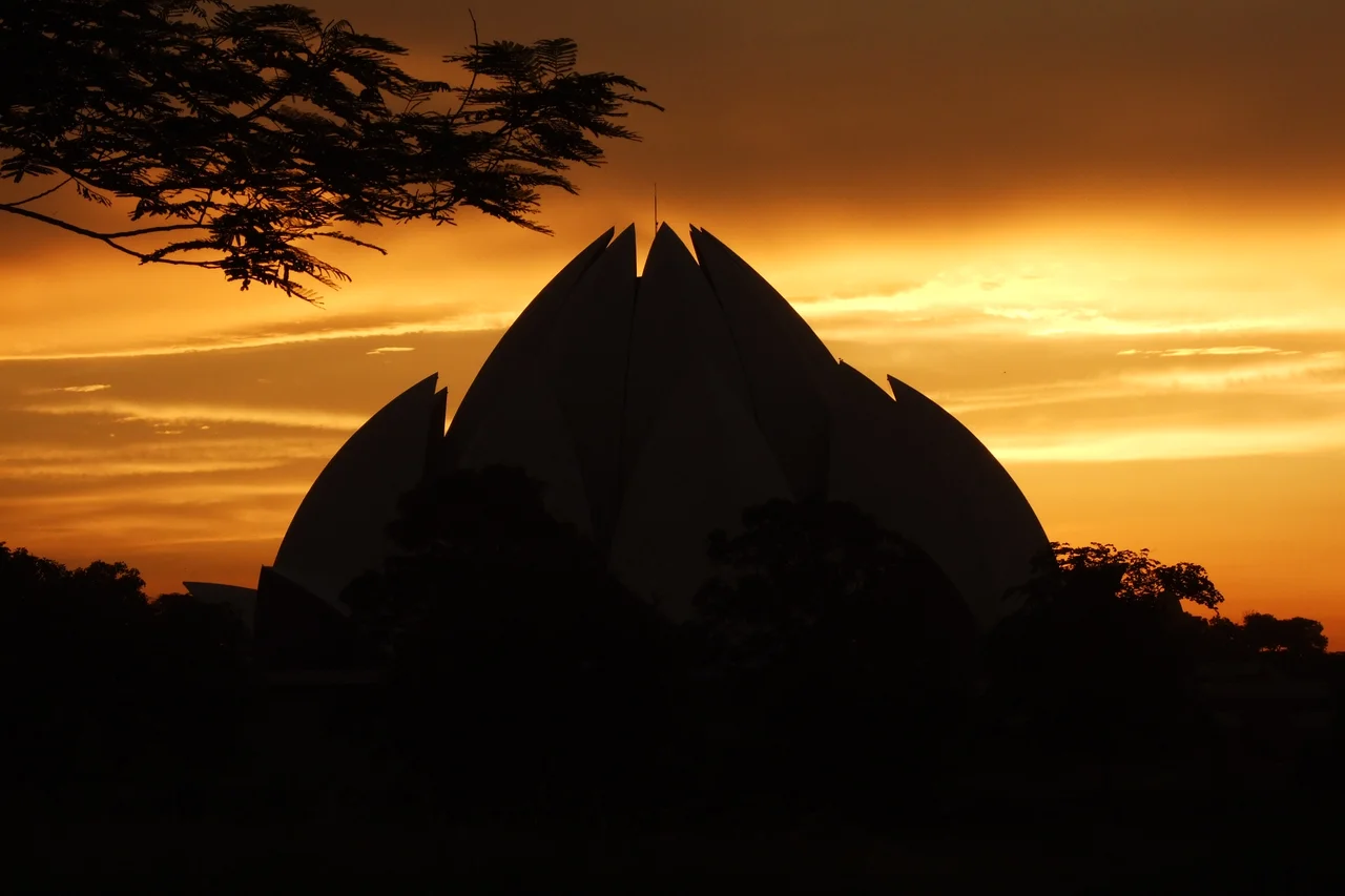 Sunset at the Bahá'í House of Worship, New Delhi, India