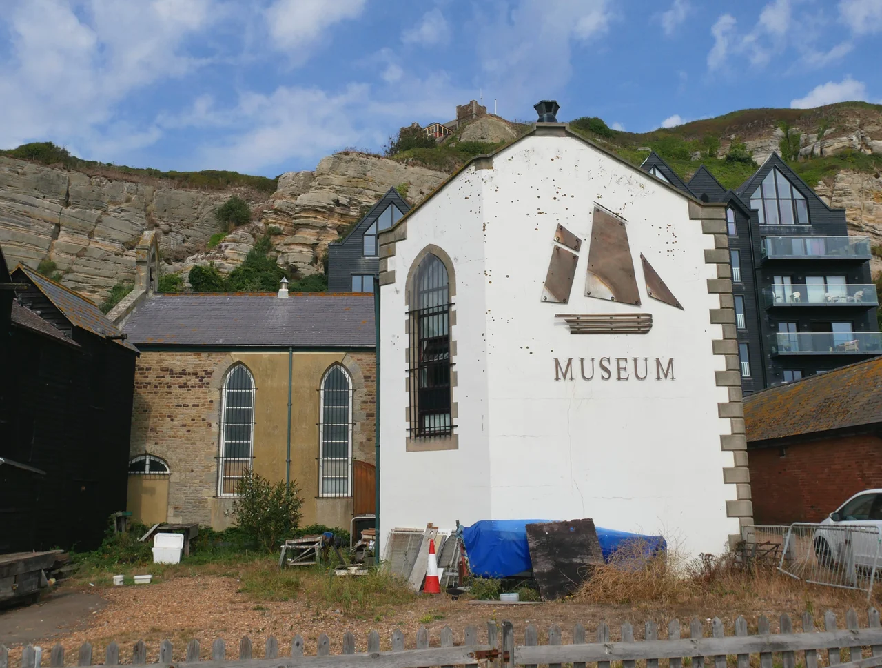 Former church of St Nicholas, Rock-a-Nore Road, Hastings, East Sussex, England. Built in 1854 on the beach below the East Cliff as the Hastings fishermen's church. Closed after World War II and converted into the Hastings Fishermen's Museum.