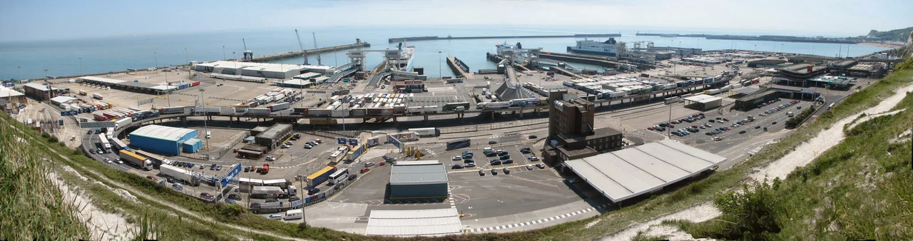 Panorama of Dover Harbour from the cliffs above