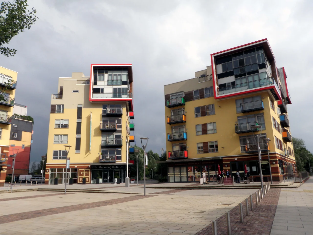 The Village Square in Greenwich Millennium Village in London, United Kingdom.