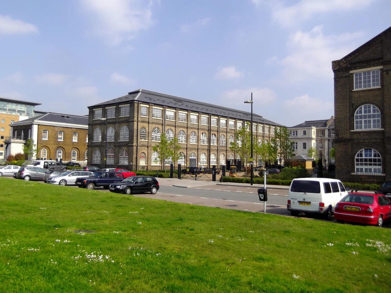 View from Wellington Park of "the Grand Store" on Cadogan Road, Royal Arsenal, Woolwich, South East London.