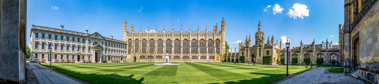 Panorama depicting the Front Court of King's College Cambridge