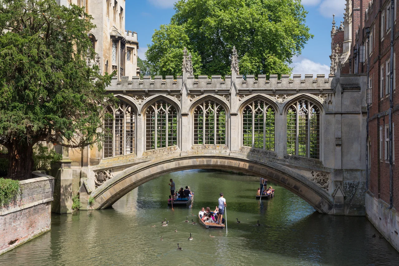 The Bridge of Sighs in St John's College, Cambridge, England.