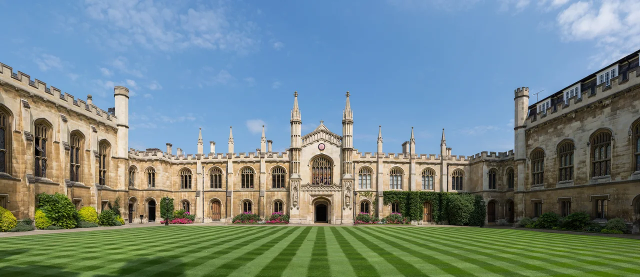 Panorama depicting the Front Court of King's College Cambridge