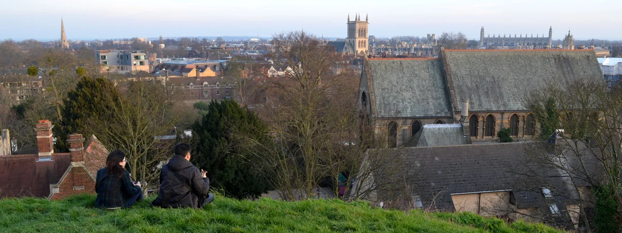 Cambridge skyline panorama from Castle Mound.
