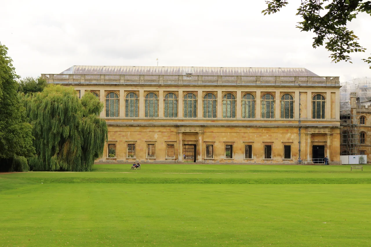 View of the Wren Library at Nevile's Court of Trinity College, Cambridge University.