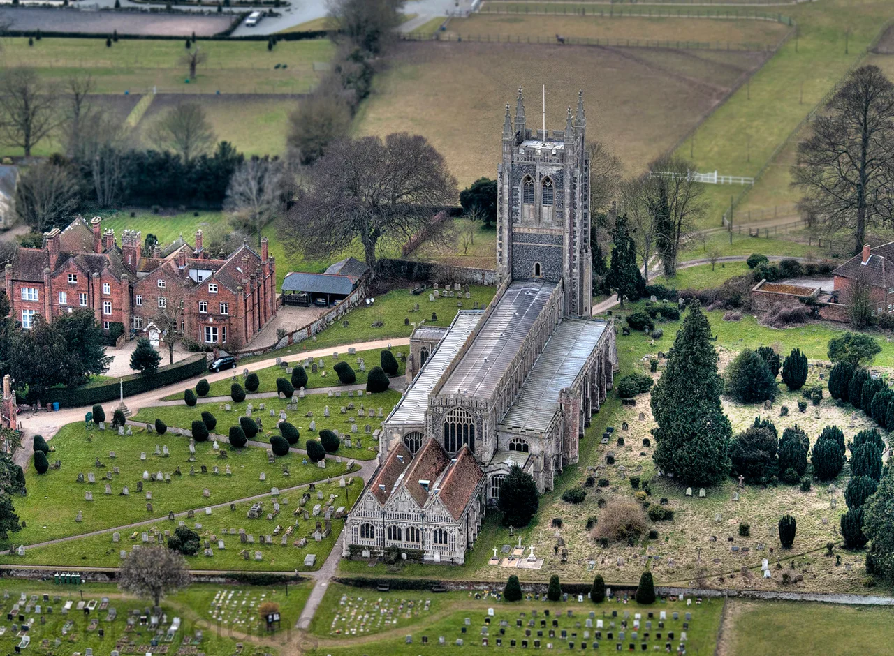 The Church of the Holy Trinity, Long Melford aerial view