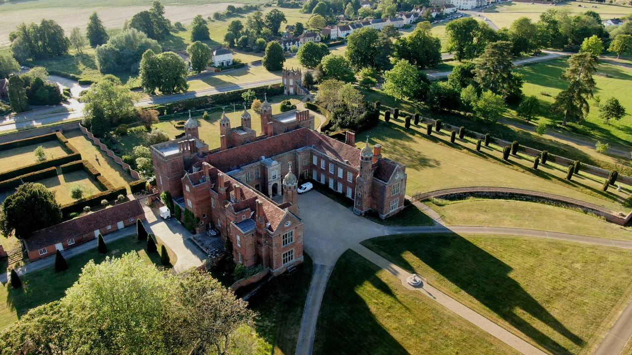 aerial view Melford Hall